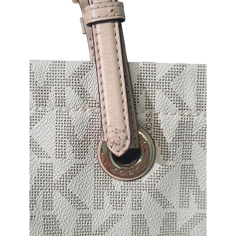 Michael Michael Kors Jet Set Logo Monogram Tote Cream - Picture 4 of 7